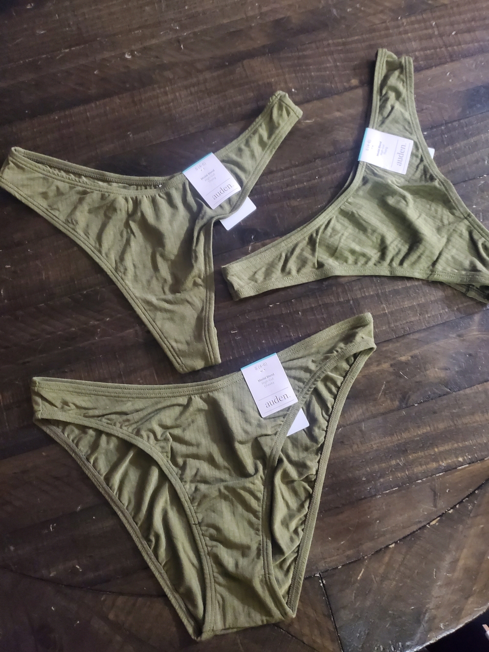 Auden Olive Green Ribbed Women’s 3 Bikini Set